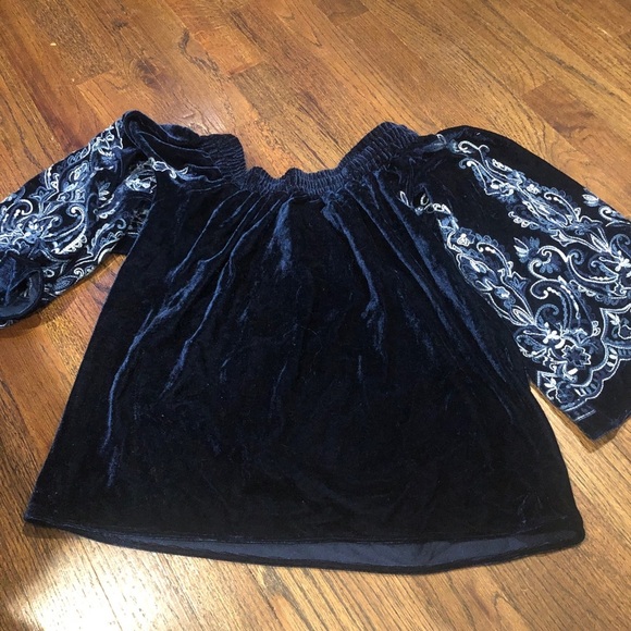 Misa Los Angeles velvet embroidered top XS - Picture 2 of 5